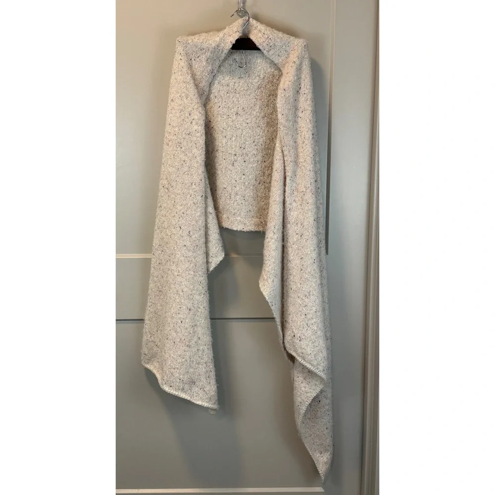 By Anthropologie‎ Multicolor Flecked Oatmeal Ivory Long Scarf Cozy Plush Wrap